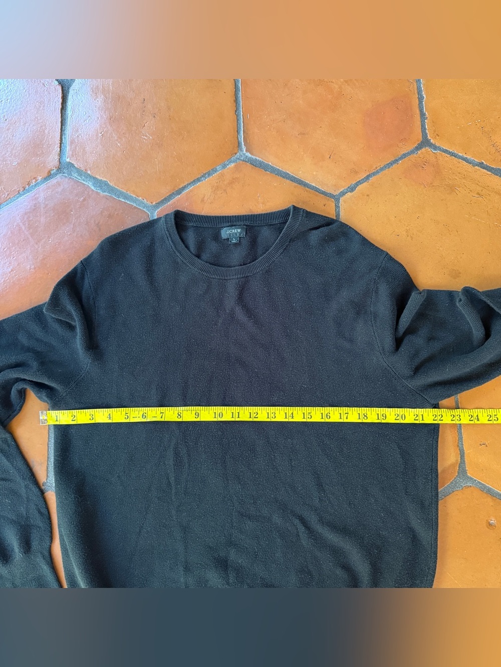 J Crew Cotton Crewneck Sweater Mens L Black Garter Stitch Preppy Minimalist - Picture 7 of 7